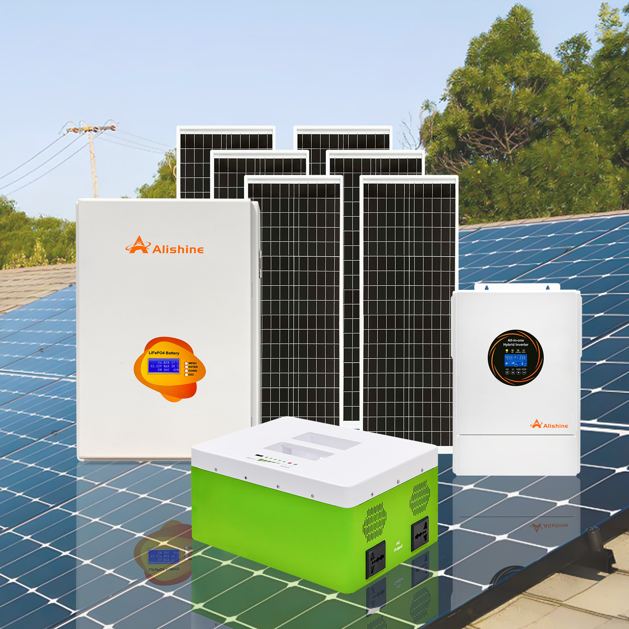 DPH300英文主图—便携+家用+太阳能板+图片背景