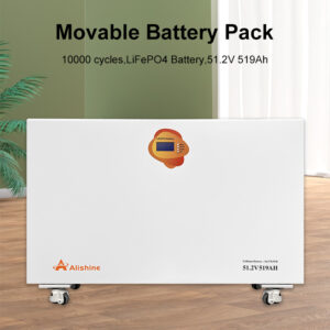 Movable 51.2V 519Ah Deep Cycle LiFePO4 Battery for Solar System Backup
